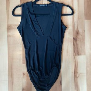 Boohoo Black V-Neck Sleeveless Bodysuit